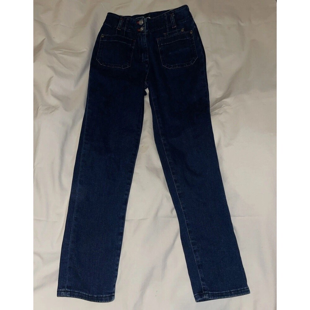 Anthropologie Maeve Junie High Rise Slim Leg Preppy Jeans Womens Size 25 Blue
